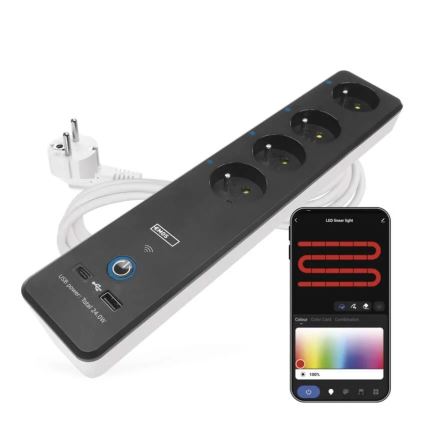 Pametni produžni kabl sa prekidačem GoSmart 4Z + 1x USB-A + 1x USB-C, 2 m, Wi-Fi Tuya