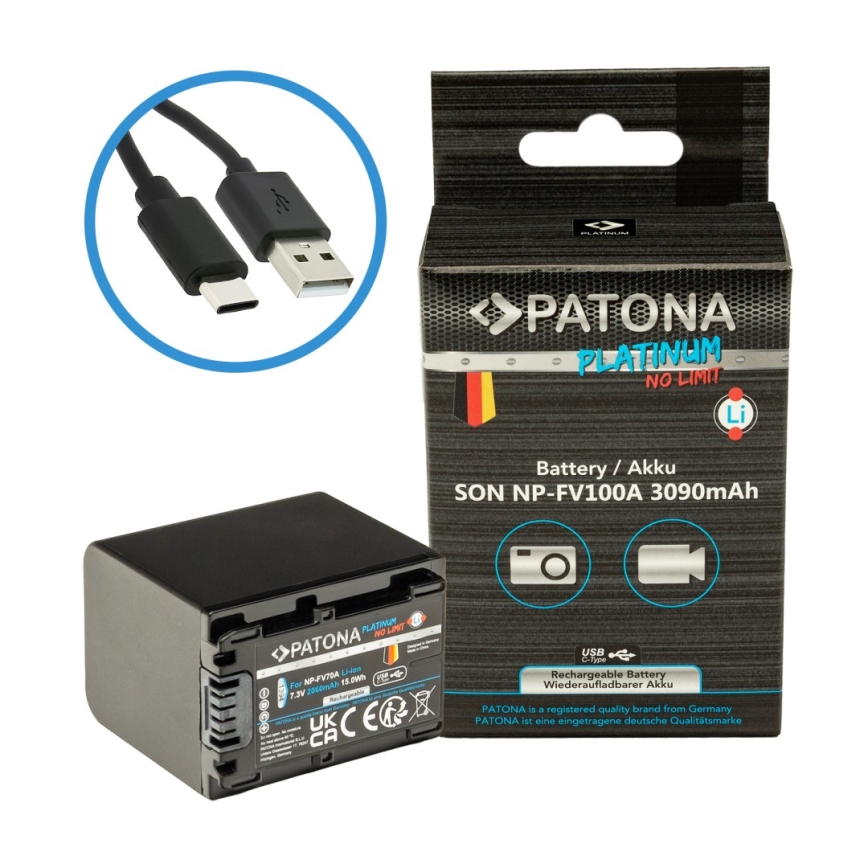 PATONA - Akumulator za Sony NP-FV100 3090 mAh Li-Ion Platinum USB-C punjenje