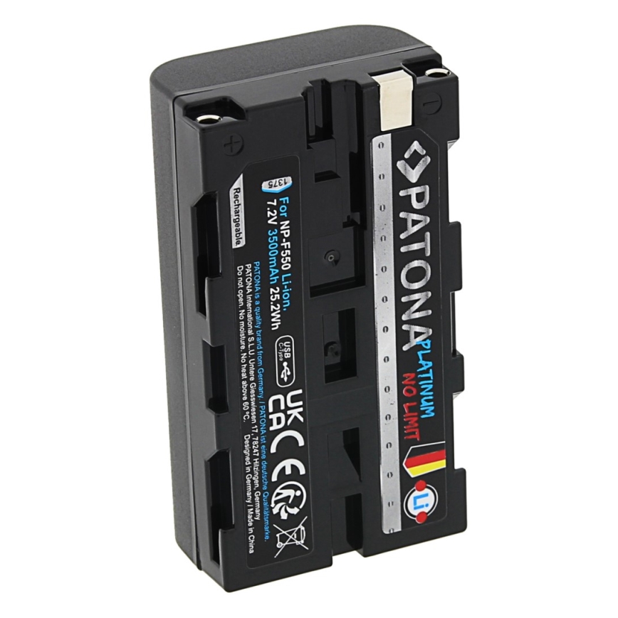 PATONA - Akumulatorska baterija za Sony NP-F550/F330/F570, 3500 mAh Li-Ion Platinum, USB-C punjenje