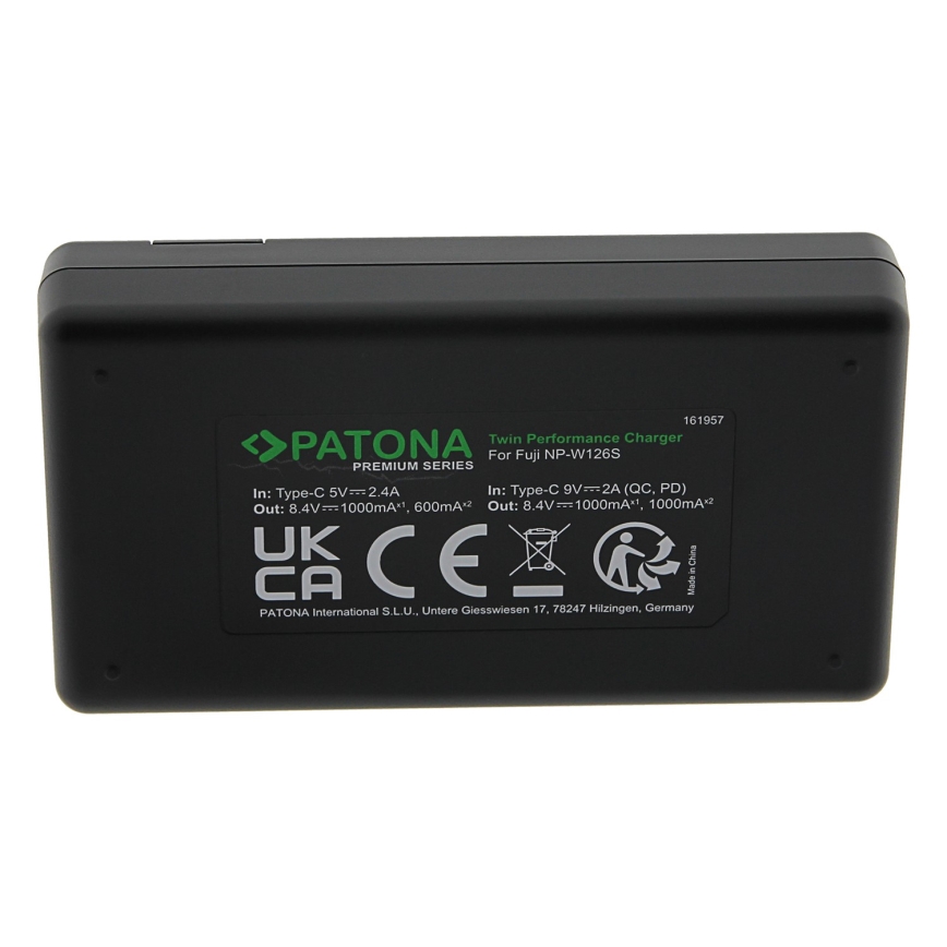 PATONA - Brzi dupli punjač za Fuji NP-W126 + USB-C kabl 0,6 m