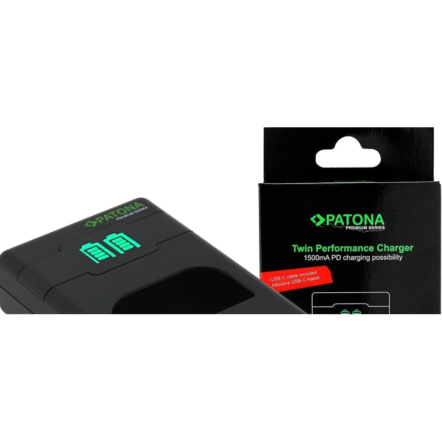 PATONA - Brzi dupli punjač za Nikon EN-EL15/EN-EL15C + USB-C kabl 0,6 m