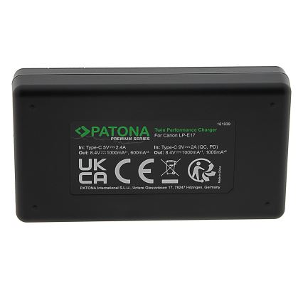 PATONA - Brzi dvostruki punjač za Canon LP-E17 + USB-C kabal 0,6m