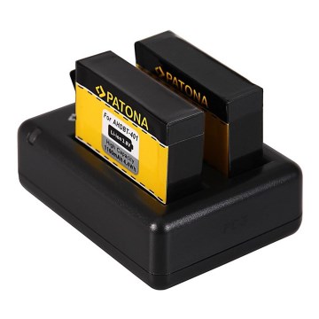 PATONA - Dualni USB punjač za GoPro Hero 4 + 2x akumulatorske baterije 1160 mAh