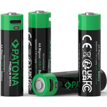 PATONA - SET 4x baterije AA/LR6 Li-Pol 2000mAh 1,5Vs sa USB-C punjenjem