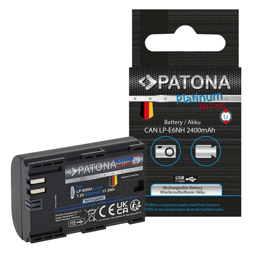 PATONA - Zamenska akumulatorska baterija za Canon LP-E6NH 2600 mAh Li-Ion Platinum USB-C