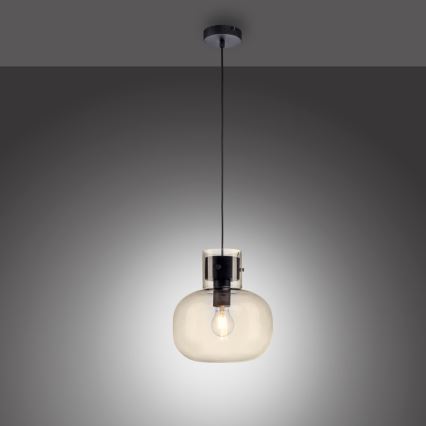 Paul Neuhaus 2003-27 - Luster na sajli SHITAKE 1xE27/10W/230V, Ø 25 cm, zadimljeno