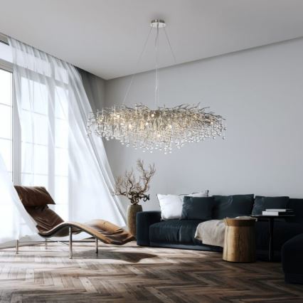 Paul Neuhaus 2031-55 - Luster na sajli ICICLE 15xG9/40W/230V 75x150 cm sjajni hrom