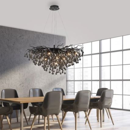 Paul Neuhaus 2192-18 - Luster na sajli ICICLE 10xG9/40W/230V 50x100 cm crna