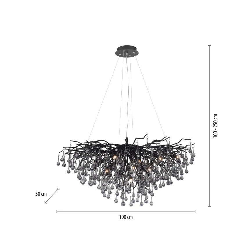 Paul Neuhaus 2192-18 - Luster na sajli ICICLE 10xG9/40W/230V 50x100 cm crna