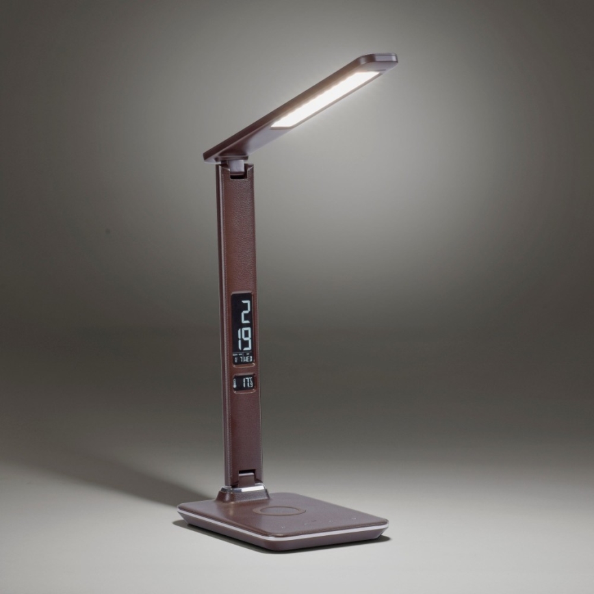 Paul Neuhaus 4595-23 - LED stolna lampa ADRIANO, prigušiva, upravljana dodirom, sa bežičnim punjenjem, LED/5W/230V, braon
