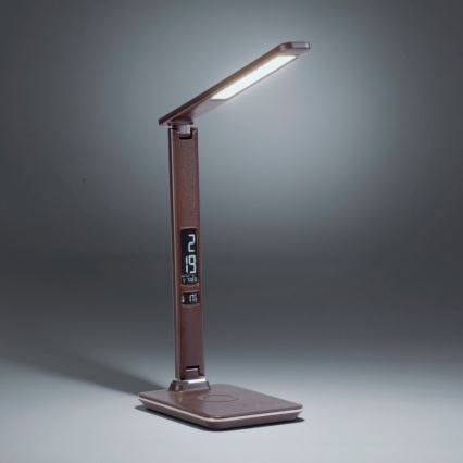 Paul Neuhaus 4595-23 - LED stolna lampa ADRIANO, prigušiva, upravljana dodirom, sa bežičnim punjenjem, LED/5W/230V, braon