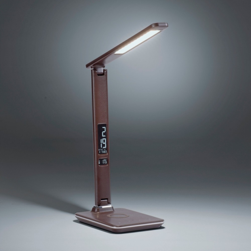 Paul Neuhaus 4595-23 - LED stolna lampa ADRIANO, prigušiva, upravljana dodirom, sa bežičnim punjenjem, LED/5W/230V, braon