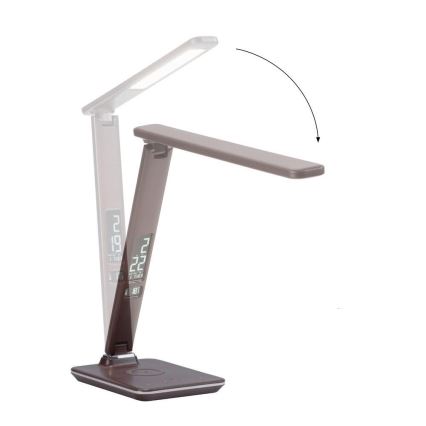 Paul Neuhaus 4595-23 - LED stolna lampa ADRIANO, prigušiva, upravljana dodirom, sa bežičnim punjenjem, LED/5W/230V, braon