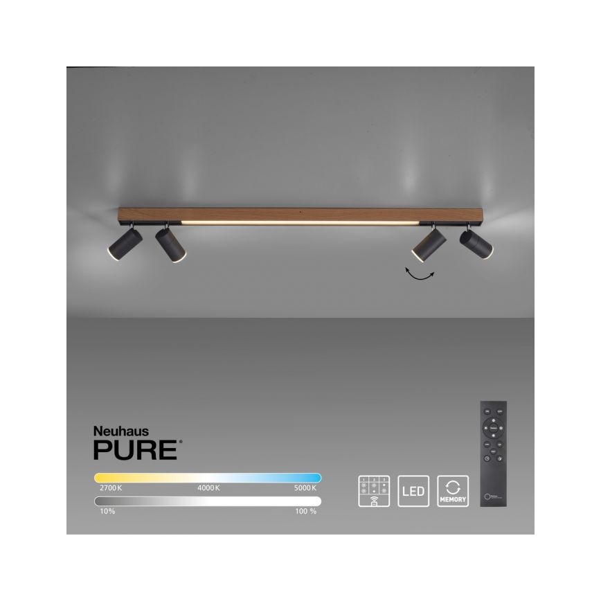 Paul Neuhaus 6121-79 - LED prigušiva spot svetiljka PURE 4xLED/4W/230V + LED/9W 2700-5000K + daljinski upravljač