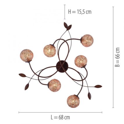 Paul Neuhaus 6398-48 - Plafonski luster GRETA 6xG9/40W/230V