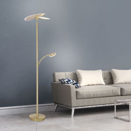 Paul Neuhaus 673-60 - LED prigušiva podna lampa ARTUR 2xLED/21W/230V+LED/6W zlatna