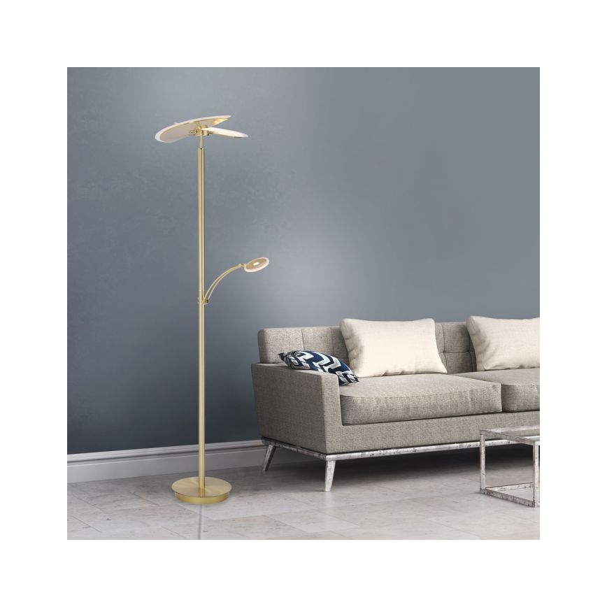 Paul Neuhaus 673-60 - LED prigušiva podna lampa ARTUR 2xLED/21W/230V+LED/6W zlatna