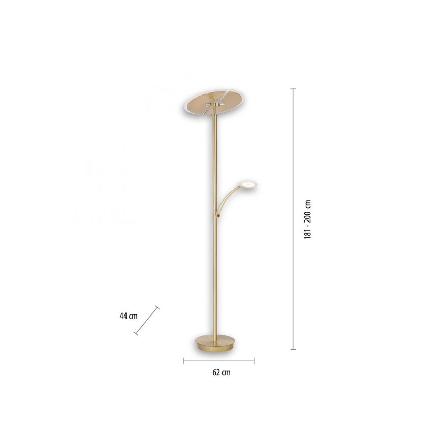Paul Neuhaus 673-60 - LED prigušiva podna lampa ARTUR 2xLED/21W/230V+LED/6W zlatna