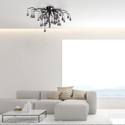 Paul Neuhaus 8090-18 - plafonski luster ICICLE 4xG9/40W/230V 30x60 cm crna
