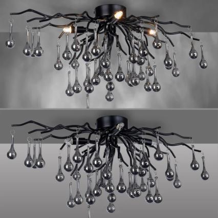Paul Neuhaus 8090-18 - plafonski luster ICICLE 4xG9/40W/230V 30x60 cm crna