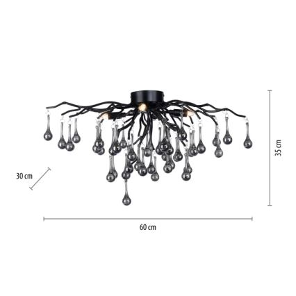 Paul Neuhaus 8090-18 - plafonski luster ICICLE 4xG9/40W/230V 30x60 cm crna
