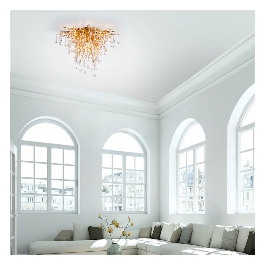 Paul Neuhaus 8091-11 - Plafonski luster ICICLE 9xG9/40W/230V prečnik 50 cm mesing