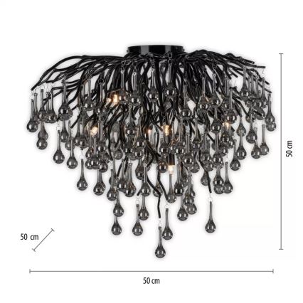 Paul Neuhaus 8091-18 - Plafonski luster ICICLE 9xG9/40W/230V, prečnik 50 cm, crne boje