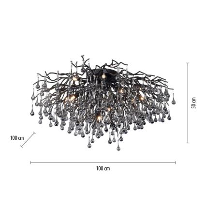 Paul Neuhaus 8092-18 - Plafonski luster ICICLE 14xG9/40W/230V, prečnik 100 cm, crna