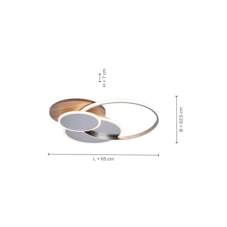 Paul Neuhaus 8328-79 - LED prigušiva plafonska svetiljka PALMA LED/50W/230V 2700-5000K borovina + daljinski upravljač