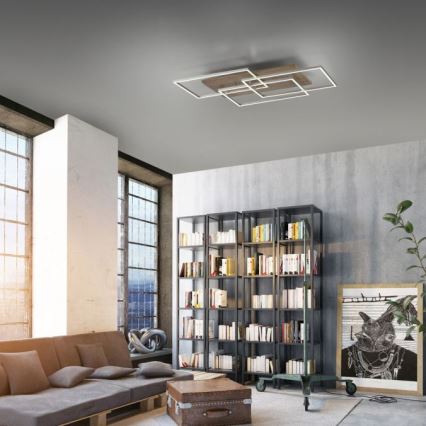 Paul Neuhaus 8330-79 - LED prigušiva plafonski luster PALMA 3xLED/12W/230V borovina + daljinski upravljač