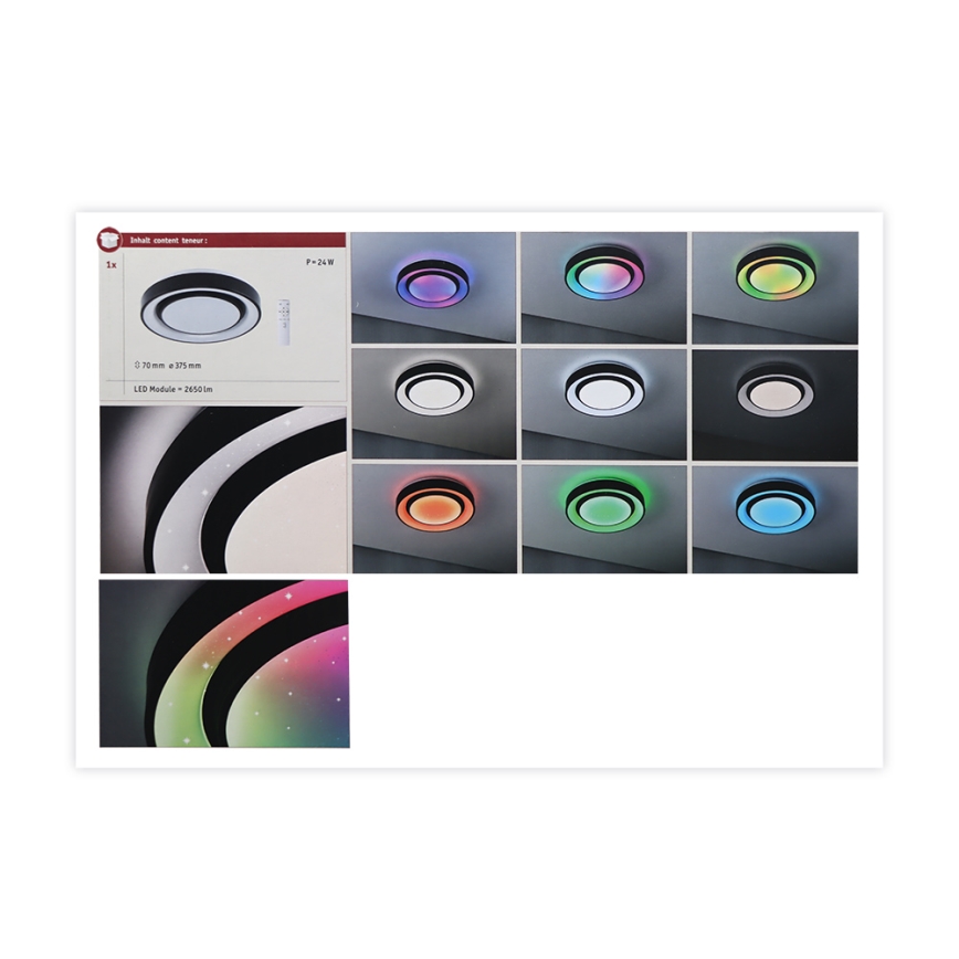 Paulmann 70544 - LED RGBW/22W prigušiva plafonska svetiljka RAINBOW 230V 3000-6500K + daljinski upravljač