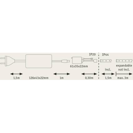 Paulmann 70623 - LED/10W IP44 prigušiva traka za kupatilo MAXLED 1,5 m 2700-6500K 230V + daljinski upravljač