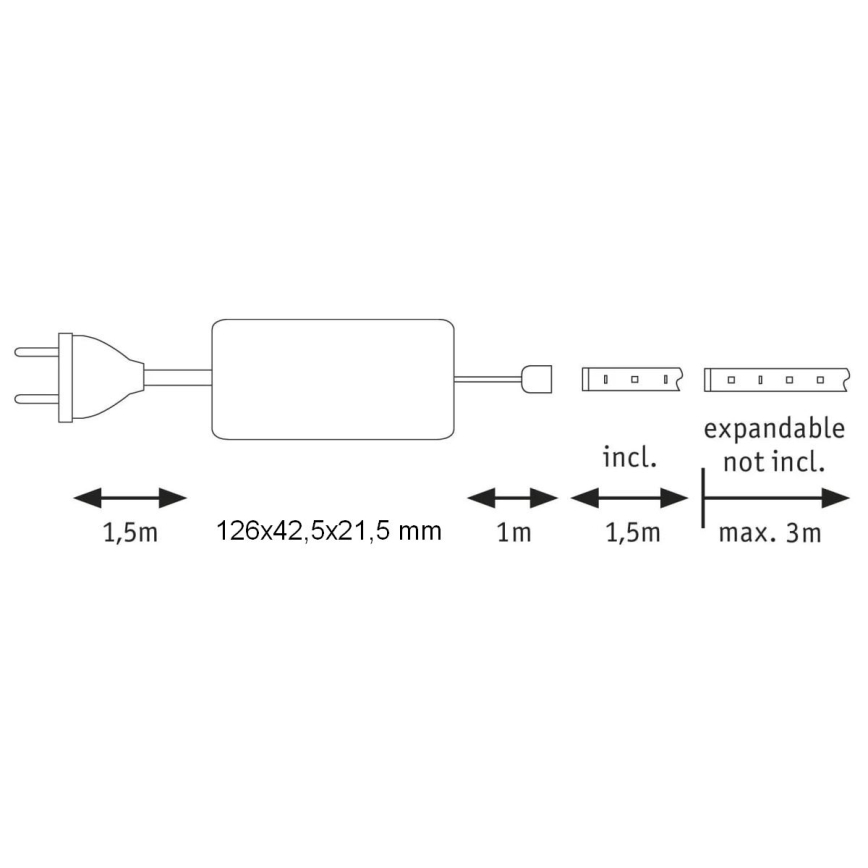 Paulmann 70668 - LED/9W IP44 prigušiva kupatilska traka MAXLED 1,5 m 2700K 230V