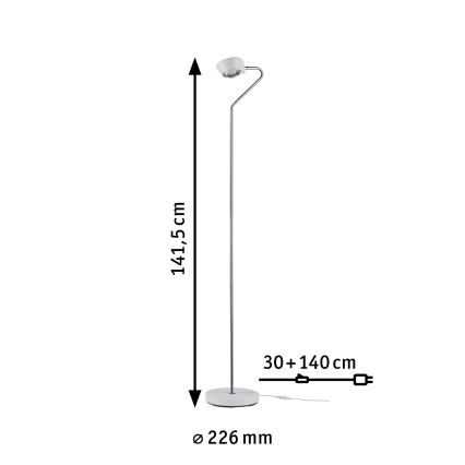 Paulmann 70920 - LED/7,5W prigušiva podna lampa RAMOS 230V bela/sjajni hrom
