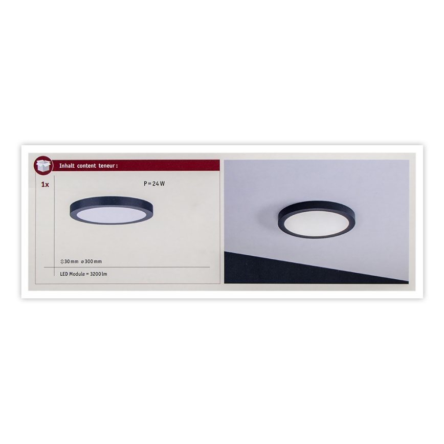 Paulmann 70988 - LED/22W plafonsko svetlo ABIA 230V antracit