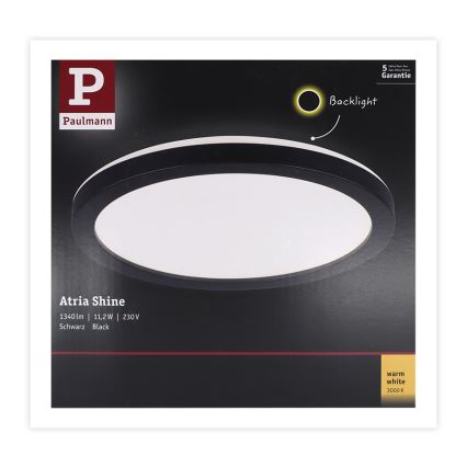 Paulmann 70997 - ATRIA LED površinski panel 11,2W, 230V, 3000K, prečnik 19 cm, crne boje
