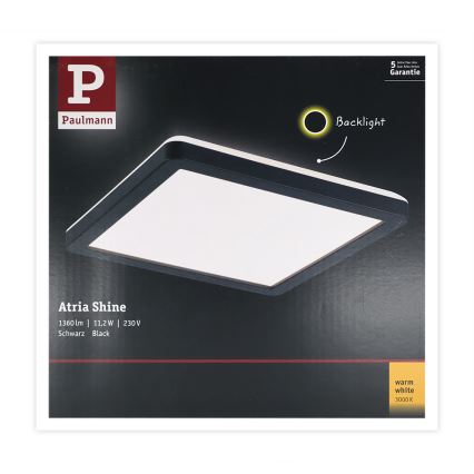 Paulmann 71000 - LED/11,2W Nadgradni panel ATRIA 230V 3000K 19x19 cm crna