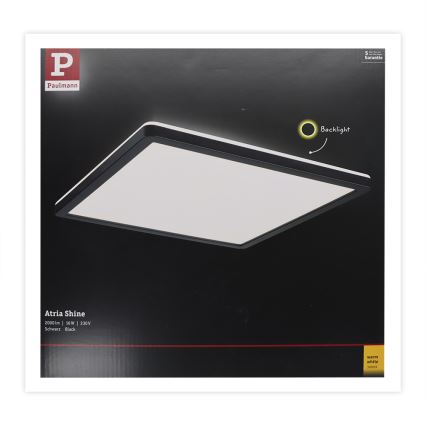 Paulmann 71001 - LED/16W Panel ATRIA za površinsku montažu 230V 3000K 29,3x29,3 cm crna