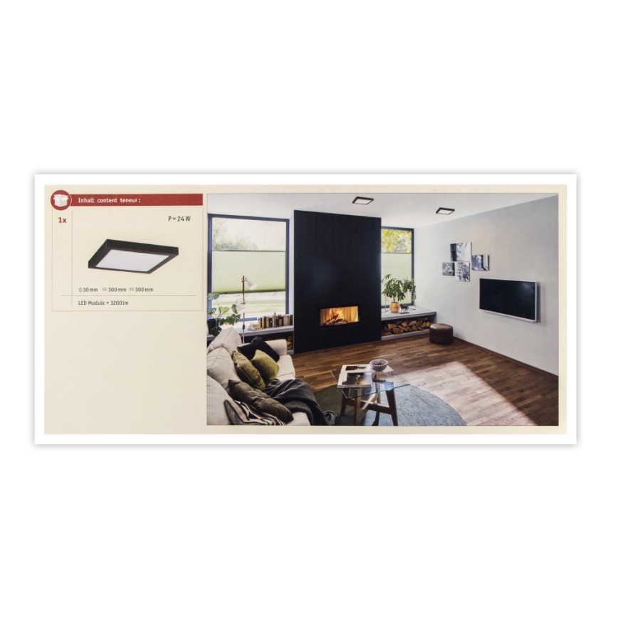 Paulmann 71026 - LED/22W plafonska svetiljka ABIA 230V crna