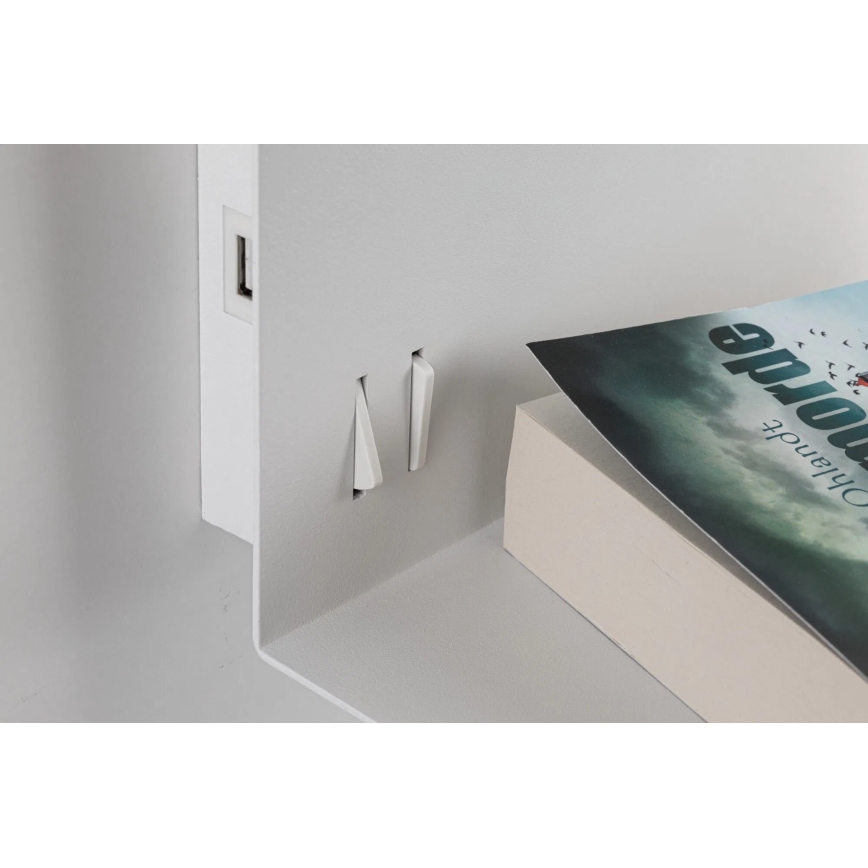 Paulmann 78913 - zidna svetiljka MERANI sa policom i USB, LED/2,5W + 1xE27/40W, 230V, bela