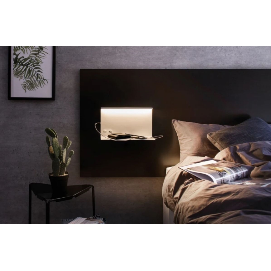 Paulmann 78919 - LED/4,5W prigušiva svetiljka sa policom i USB + LED/1,6W 230V