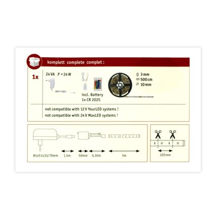 Paulmann 78978 - LED RGB/20W prigušiva traka SIMPLED 5m 230V + daljinski upravljač