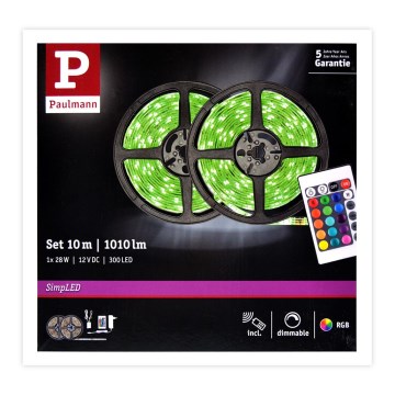 Paulmann 78980 - SIMPLED prigušiva LED RGB traka 28W 10m 230V + daljinski upravljač