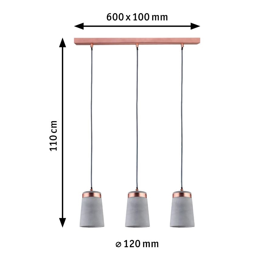 Paulmann 79626 - Luster na sajli NEORDIC STIG, 3xE27/20W, 230V