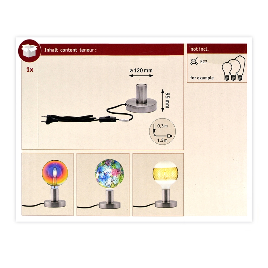 Paulmann 79759 - Stona lampa HALDOR 1xE27/20W/230V