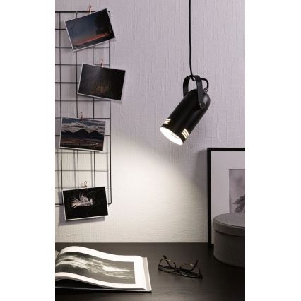 Paulmann 79766 - LED 1xE27/8W Viseći luster na sajli LAVEA 230V crna