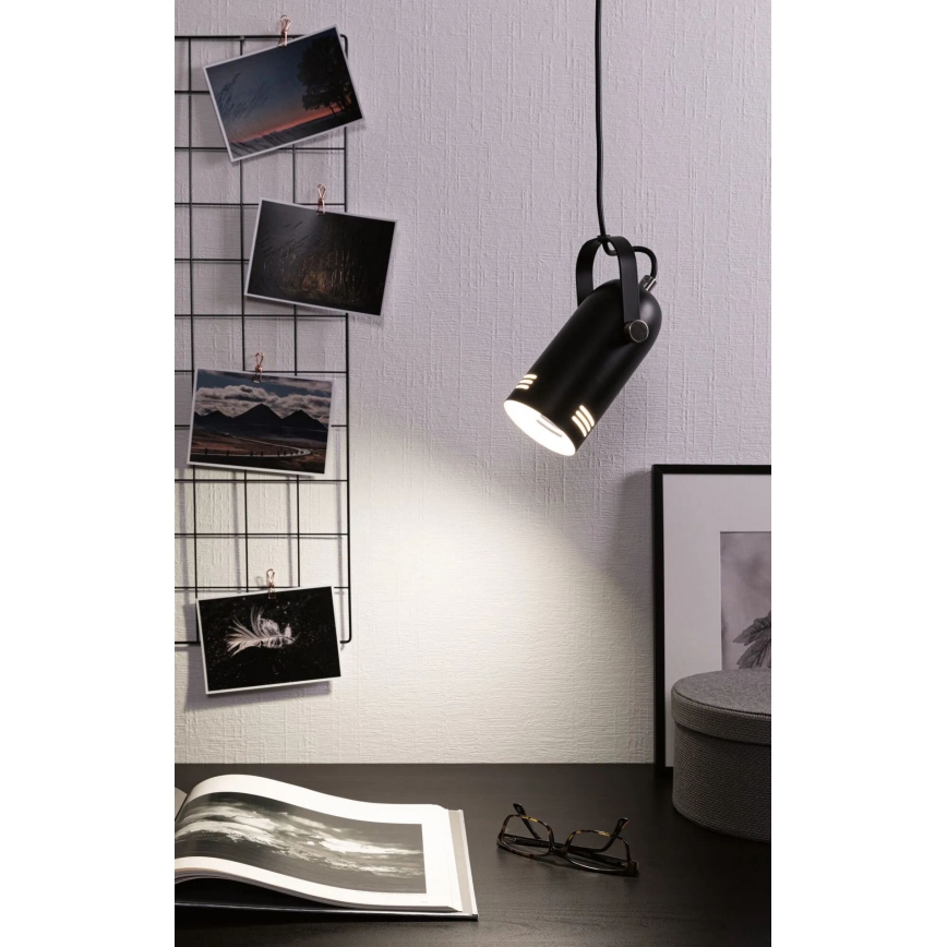 Paulmann 79766 - LED 1xE27/8W Viseći luster na sajli LAVEA 230V crna