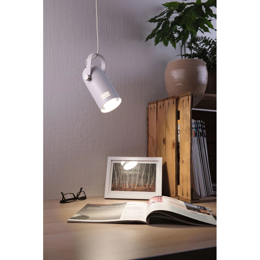 Paulmann 79767 - LED 1xE27/8W luster na sajli LAVEA 230V bela