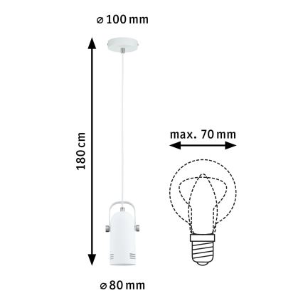 Paulmann 79767 - LED RGBW 1xE27/9W visilica na sajli LAVEA 230V bela