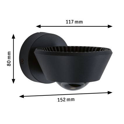 Paulmann 79769 - LED/9W IP44 prigušiva zidna svetiljka SABIK 230V
